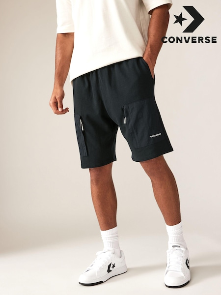 Converse Black 100% Cotton Wordmark Utility Shorts (N33761) | €30