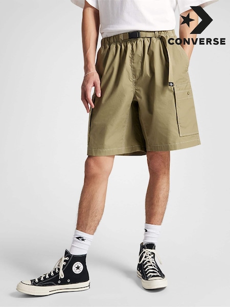 Converse Khaki Green 100% Cotton Utility Baggy Shorts (N33767) | €30