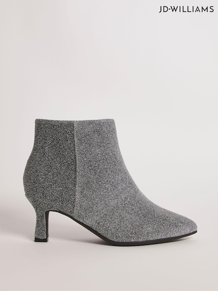 JD Williams Silver Kitten Heel Boots in Extra Wide Fit (N33848) | €18