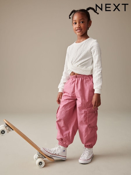 Bright Pink 100% Cotton Parachute Cargo Trousers (3-16yrs) (N33887) | € 4 - € 5