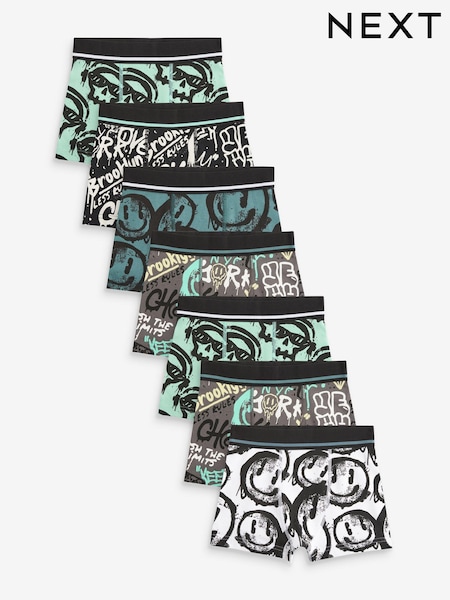 Grafitti Smile Print Trunks 7 Pack (1.5-16yrs) (N34002) | AED67 - AED85