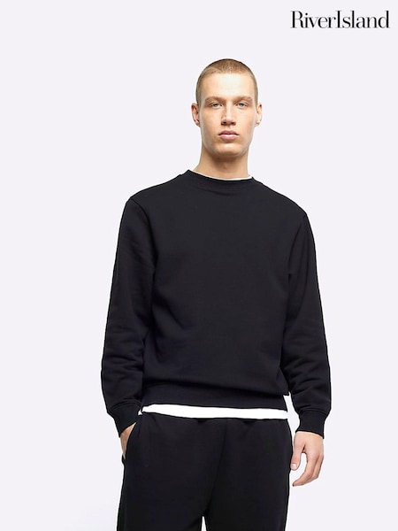 River Island Black Long Sleeve Essential Crew Jacket (N34032) | €16