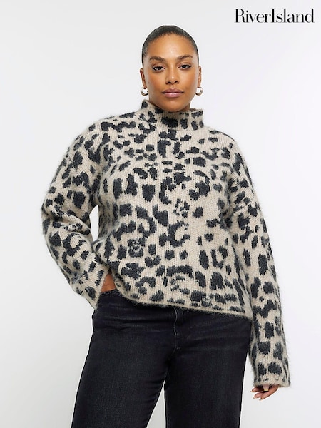 River Island Plus Animal Hairy Jumper (N34135) | 161 LEI