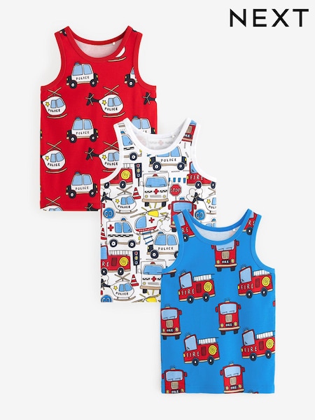 Potiskom vozila v sili - 100% Cotton Printed Vests 3 Pack (1.5-8yrs) (N34258) | € 7 - € 9
