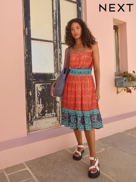 Кораллово-розовый - Bandeau Midi Summer Dress (N34326) | €16