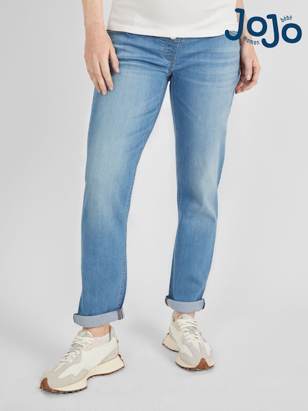 JoJo Maman Bébé Light Wash Blue Slim Boyfriend Maternity Denim Jeans (N34455) | $77