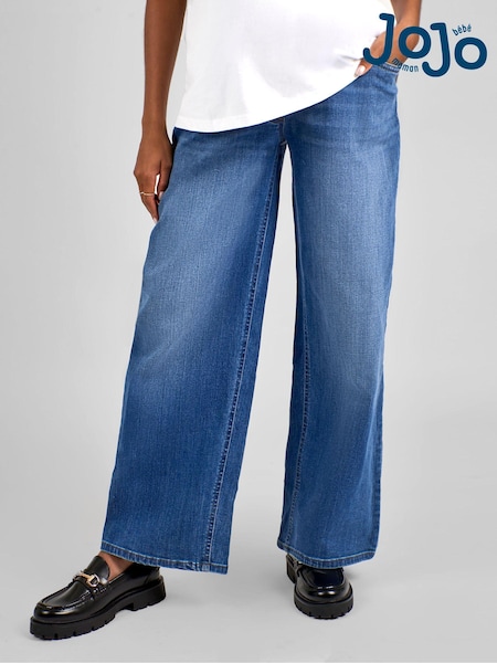 JoJo Maman Bébé Mid Wash Blue Wide Leg Maternity Denim Jeans (N34458) | €72