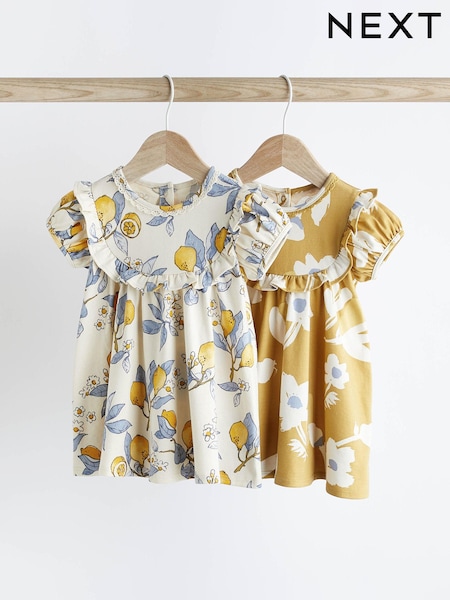 Modra/rumena s potiskom - Baby 100% Cotton Jersey Dress 2 Pack (0mths-2yrs) (N34580) | € 13 - € 15