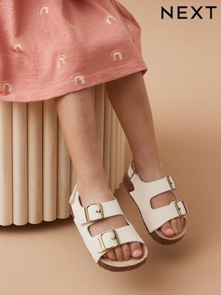 לבן - Corkbed Two Strap Sandals (N34593) | ‏59‏₪ - ‏67‏ ₪