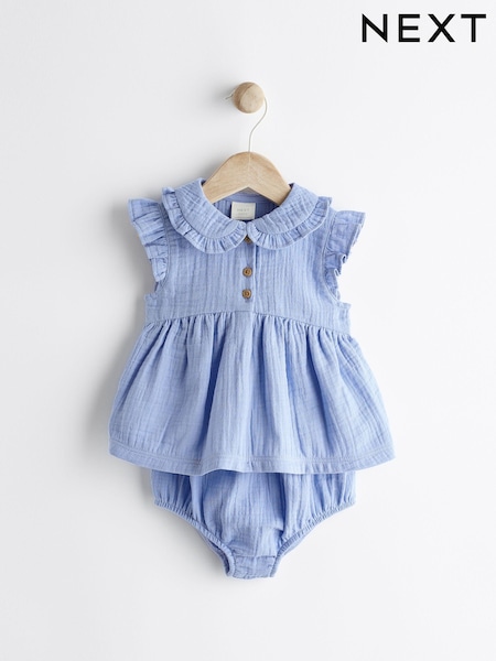 Blue Woven Baby Shirt and Knickers Set (0mths-3yrs) (N34616) | € 14 - € 16