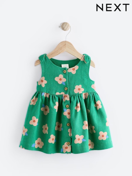 Green Floral Woven Baby Dress (0mths-2yrs) (N34640) | €8.50 - €10