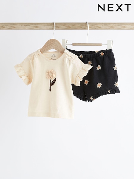 Monochrome Flower Baby Top and Shorts 2 Piece Set (N34668) | € 11 - € 14