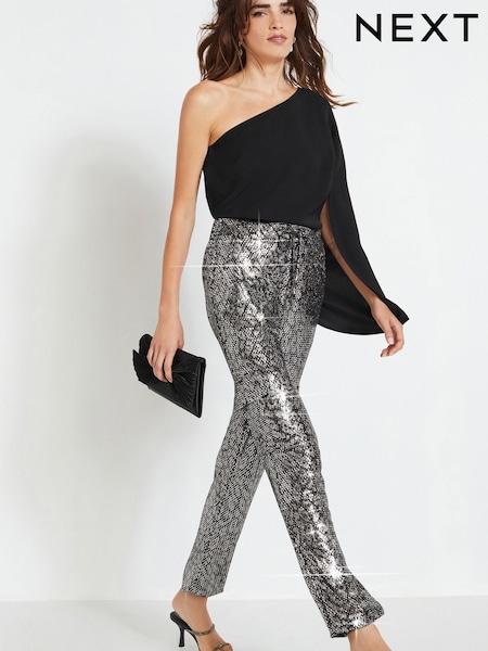 Silver Leopard Sequin Cargo Trousers (N34841) | €23