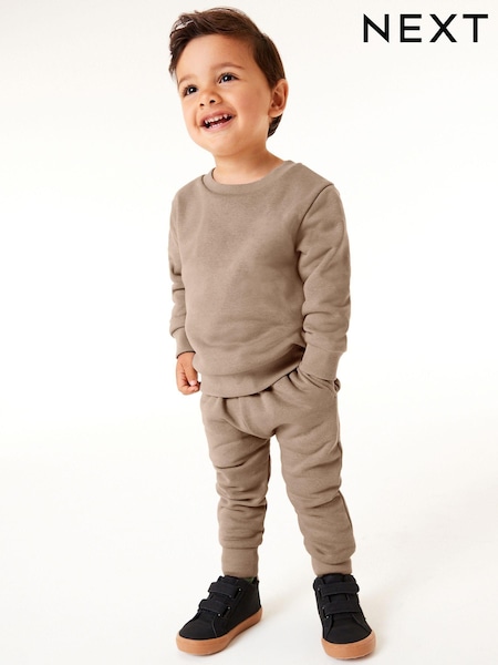 Hiekanvärinen - Plain Jersey Collegepaita ja Verryttelyhousut Set (3kk-7v.) (N35041) | €16 - €22