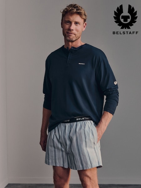 Blå - Regular Belstaff Cotton Poplin Shorts