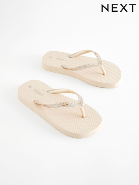 Gold Glitter Flip Flops (N35253) | AED28 - AED39