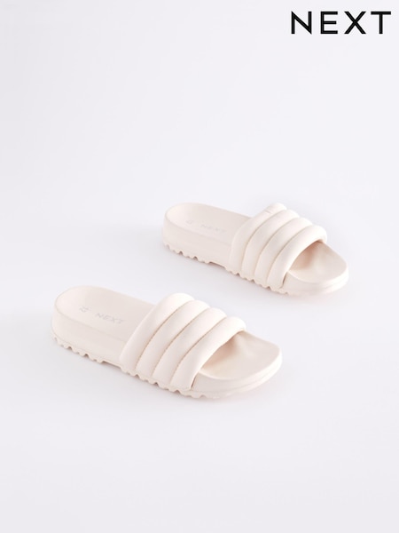 Neutral Quilted Sliders (N35261) | AED35 - AED46