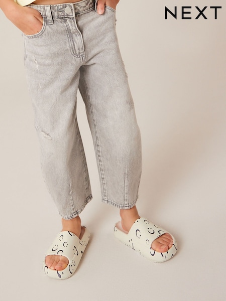 White/Black Print Chunky Sliders (N35270) | AED35 - AED46