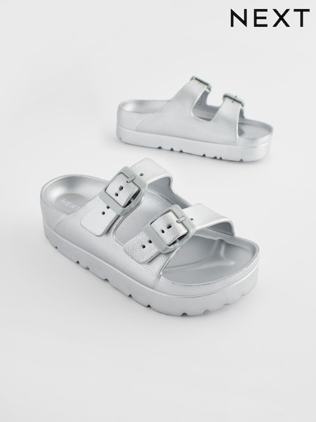 Silver Double Buckle Chunky Sandals (N35273) | €5 - €6