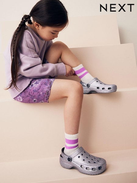 Silver Glitter Clogs (N35280) | AED35 - AED46