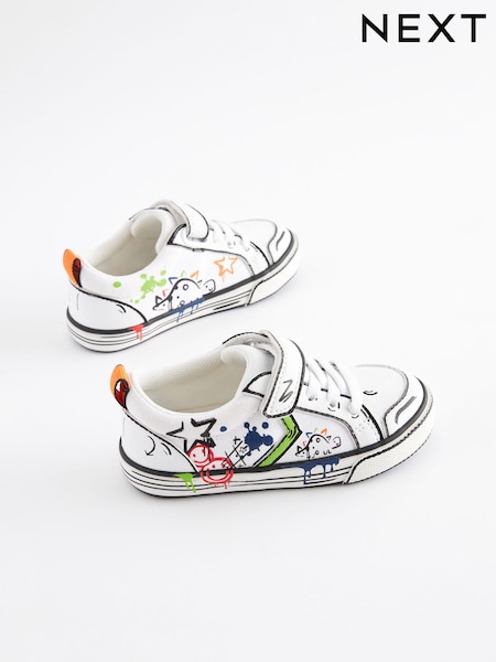 Weiss/Graffiti - Touch Fastening Chevron Trainers (N35308) | 5 € - 6 €