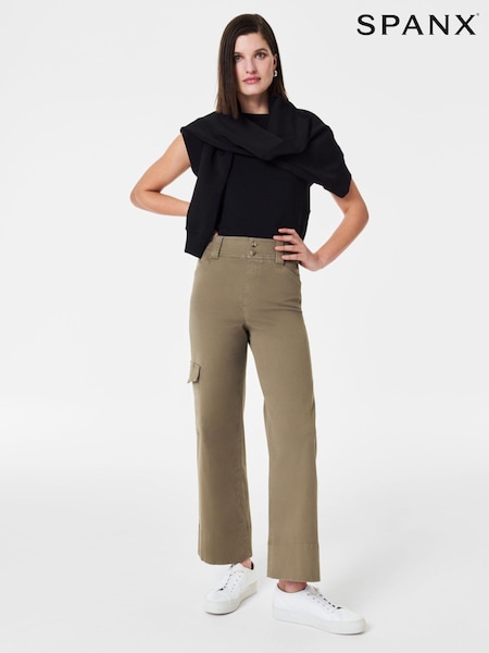 Spanx Green Stretch Twill Cropped Cargo Trousers (N35336) | ‏454 د.إ.‏