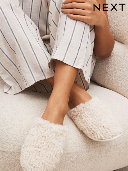 Creme - Faux Fur Mule Slippers (N35343) | 8 €