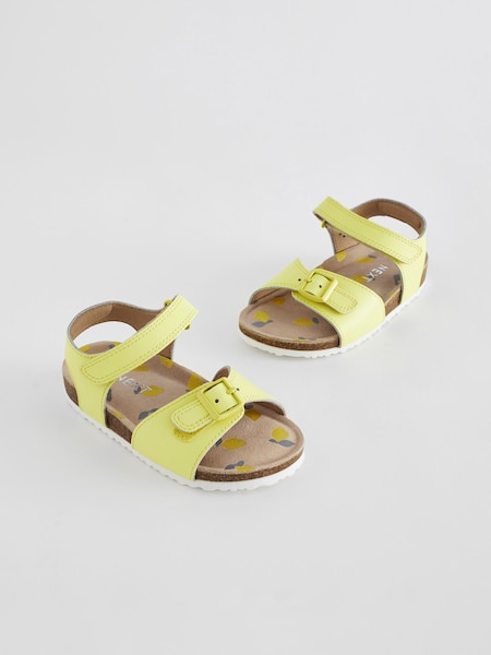 Yellow Standard Fit (F) Leather Corkbed Sandals (N35588) | AED60 - AED67
