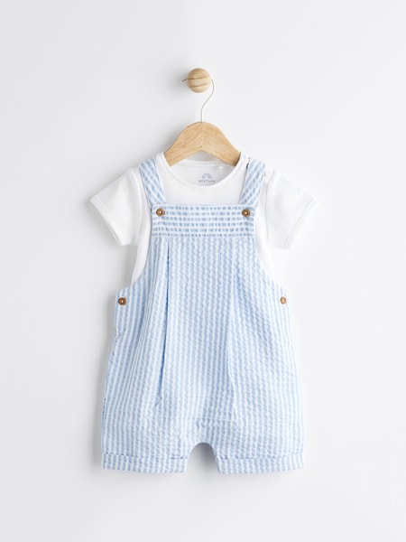 Blue/White Stripe Baby Woven Dungarees and Bodysuit Set (0mths-2yrs) (N35654) | €11 - €12.50