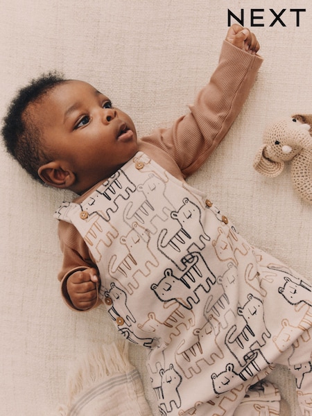 Neutral Tiger Jersey Baby Dungarees And Bodysuit Set (0mths-2yrs) (N35668) | €16 - €18