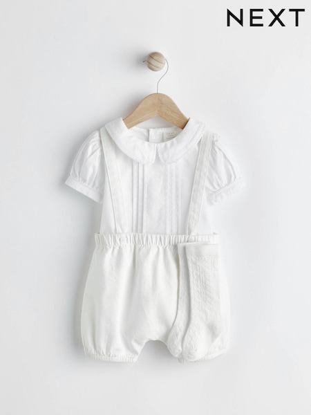 Weiß - Smart Shirt, Shorts And Socks With Linen 3 Piece Set (0mths-2yrs) (N35691) | 6 € - 7 €