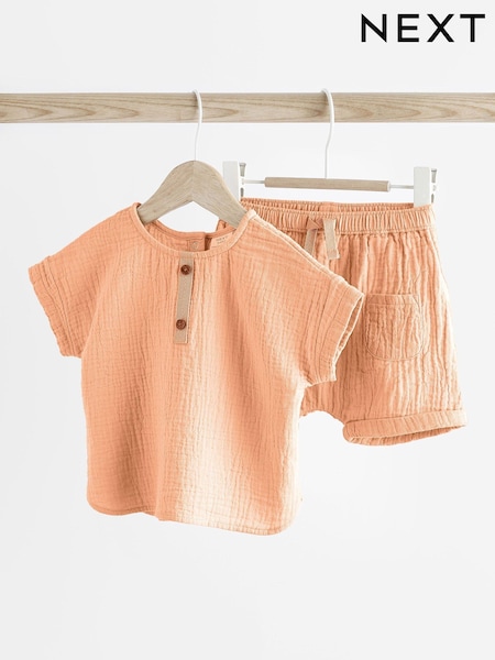 Orange Baby 100% Cotton Top And Shorts Set (0mths-3yrs) (N35697) | €10 - €11