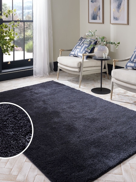 Navy Cosy Washable Shaggy Rug (N35705) | €39 - €198