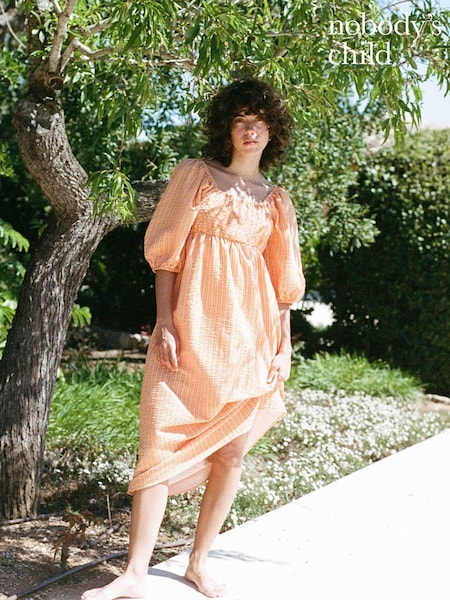 Nobodys Child Orange Kylie Soren Stripe Midi Dress (N35772) | €49