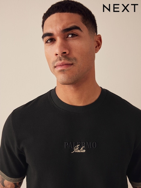 Black Black Textured T-Shirt (N35888) | € 10