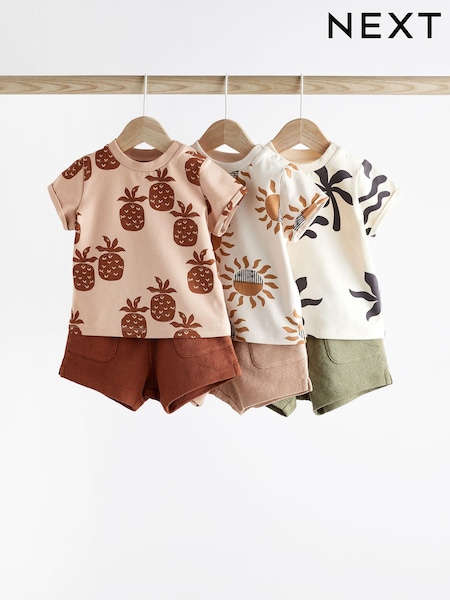 Monochrome Baby T-Shirts And Shorts 3 Pack (N35954) | €13