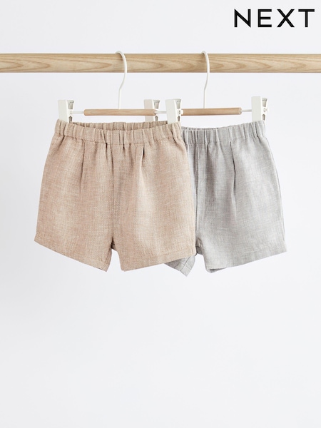 Grey Baby Linen Blend Shorts 2 Pack (N35984) | €7.50 - €8.50
