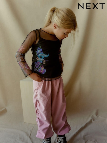 Black Tattoo Mesh Long Sleeve T-Shirt (3-16yrs) (N36036) | €7.50 - €8.50