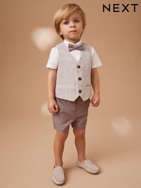 Neutral/Samt - Waistcoat, Shirt, Shorts And Bow Tie 4 Piece Set (3mths-9yrs) (N36071) | 23 € - 26 €
