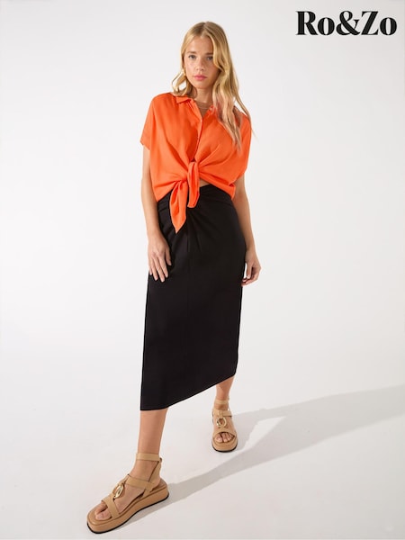 Ro&Zo Orange Crinkle Grown On Sleeve Shirt (N36115) | €31