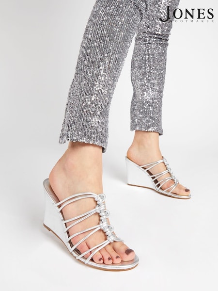Jones Bootmaker Silver Laurella Leather Gladiator Wedges (N36195) | €54
