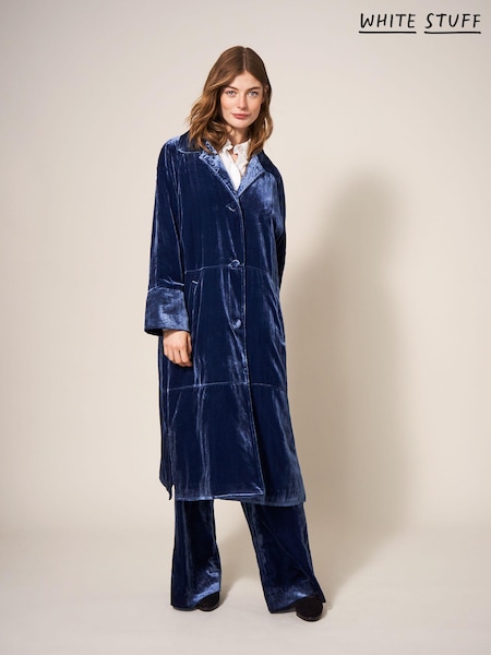 White Stuff Blue Velvet Duster Coat (N36214) | €89
