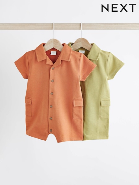 Grün/Orange - Collar Jersey 100% Cotton Rompers 2 Pack (N36215) | 16 € - 18 €