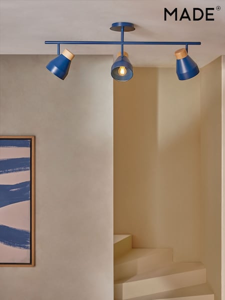 MADE.COM Navy Albert 3 Light Linear Pendant Bar Ceiling Light (N36384) | €152