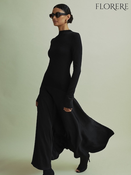 Florere Knitted Satin Midi Dress (N36476) | 980 QAR