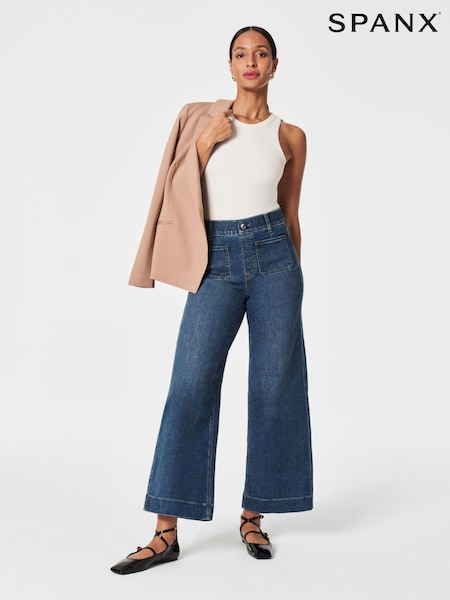 SPANXshape™ Every Wear Cropped Wide Leg Jeans with Patch Pockets, Shaded Blue (N36493) | €118