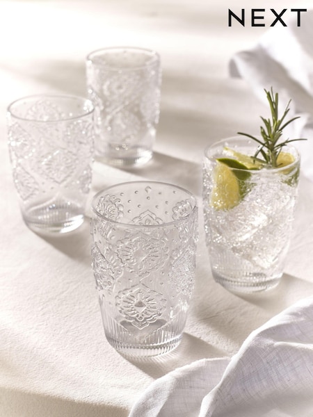 Set of 4 Clear Sophia Tumbler Glasses (N36629) | $49