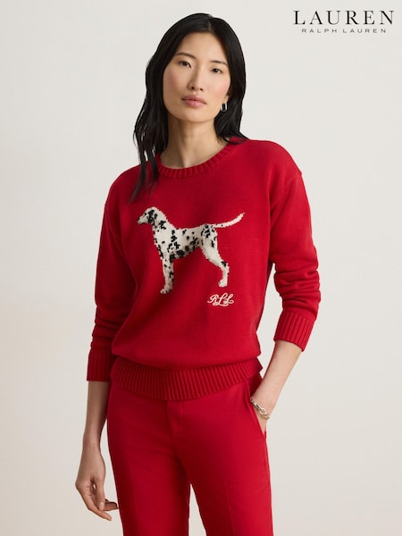 Κόκκινο - Lauren Ralph Lauren Riednee Dalmation Crew Neck Sweater