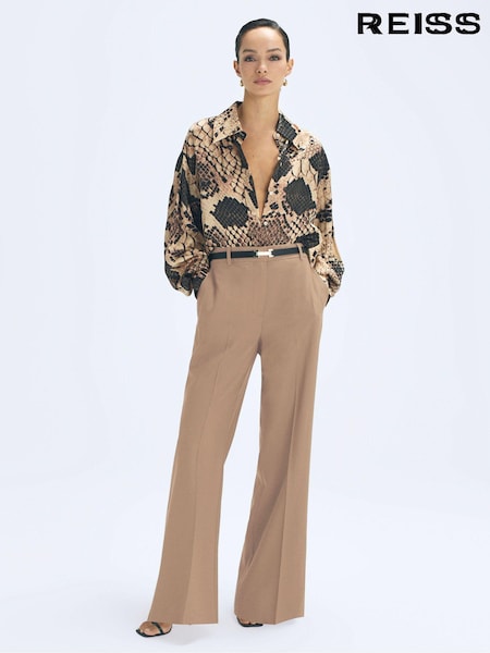 Reiss Snake Flora Silk Snake Print Drape Back Shirt (N36947) | €529