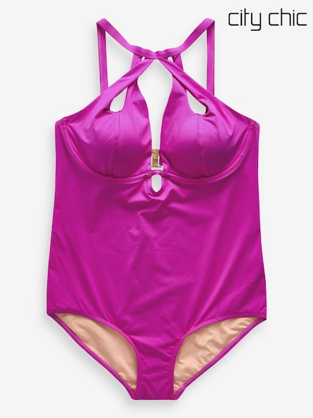 City Chic Cancun Pink One Piece Swimsuit (N37063) | €34